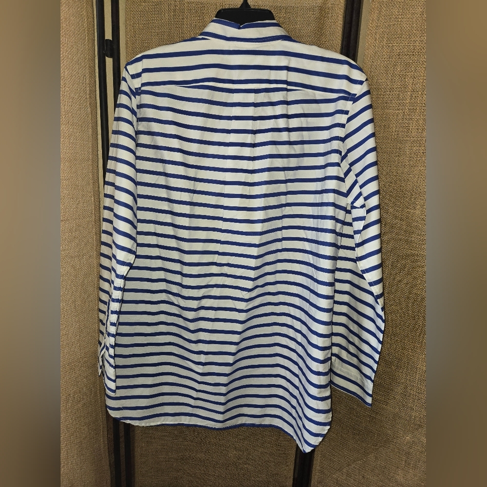 Women's Ralph Lauren Green Lable Blue and White Striped Shirt Size Large - Picture 12 of 12